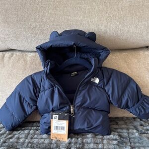 The North Face Dark Blue Hooded Puffer Jacket